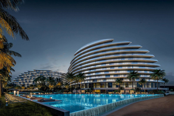  Phối cảnh kiến trúc khách sạn mô phỏng hình cánh sóng